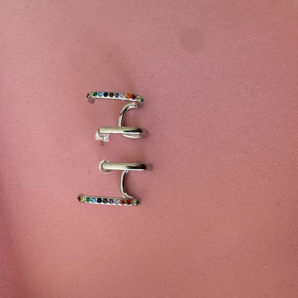 Silver earrings with colorful gems
